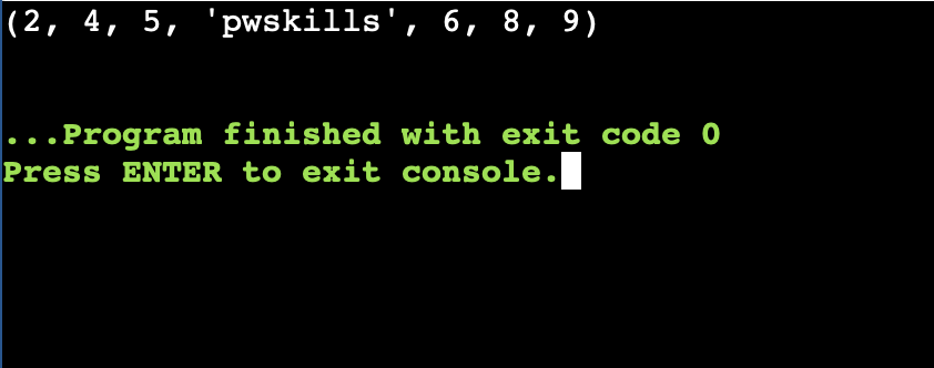 Python tuple Example